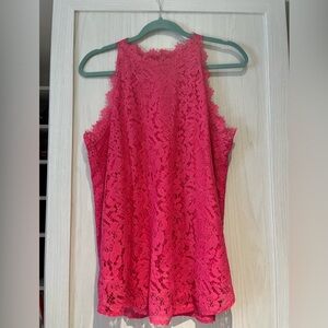 Elegant Pink Lace Sleeveless Top